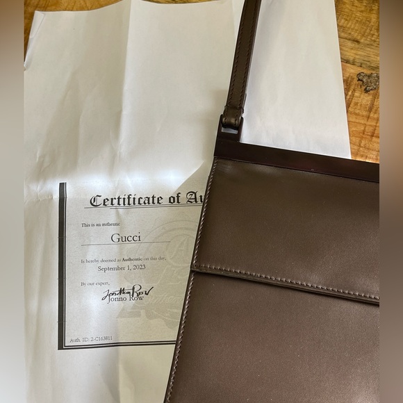 GUCCI Bronze and Metallic Leather Flap Handbag Purse - Picture 6 of 16